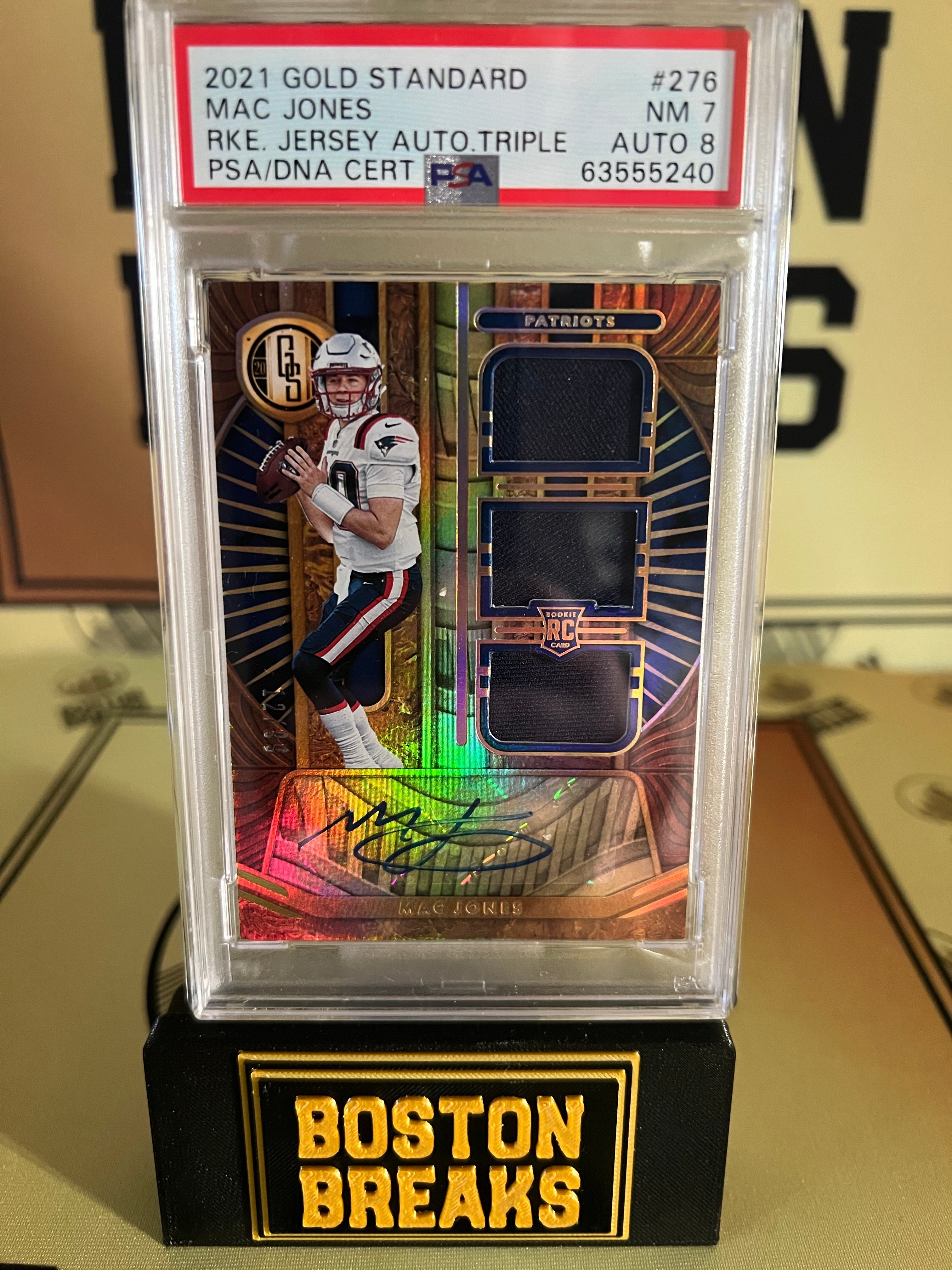 mac jones rookie card graded 2021 Gold Standard Triple Patch Auto PSA7 Fate Reforged Condition - SKU:German - GD - 35522 This captivating card displays MTG: Starter [SCD] -