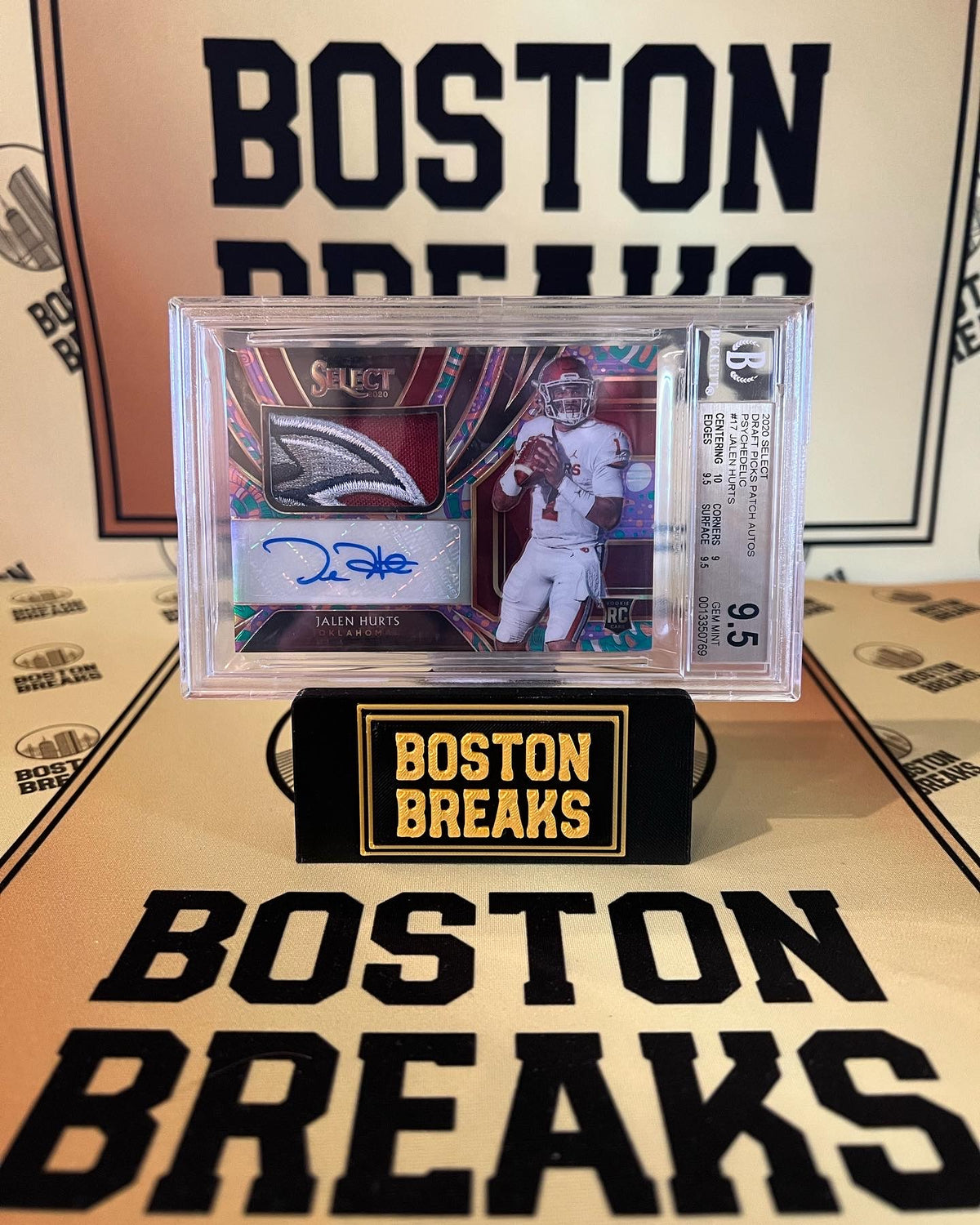 Jalen Hurts - Select Draft Picks BGS 9.5/10 RPA Peach Bowl Logo Number Match 1/5, photo 1 of 2