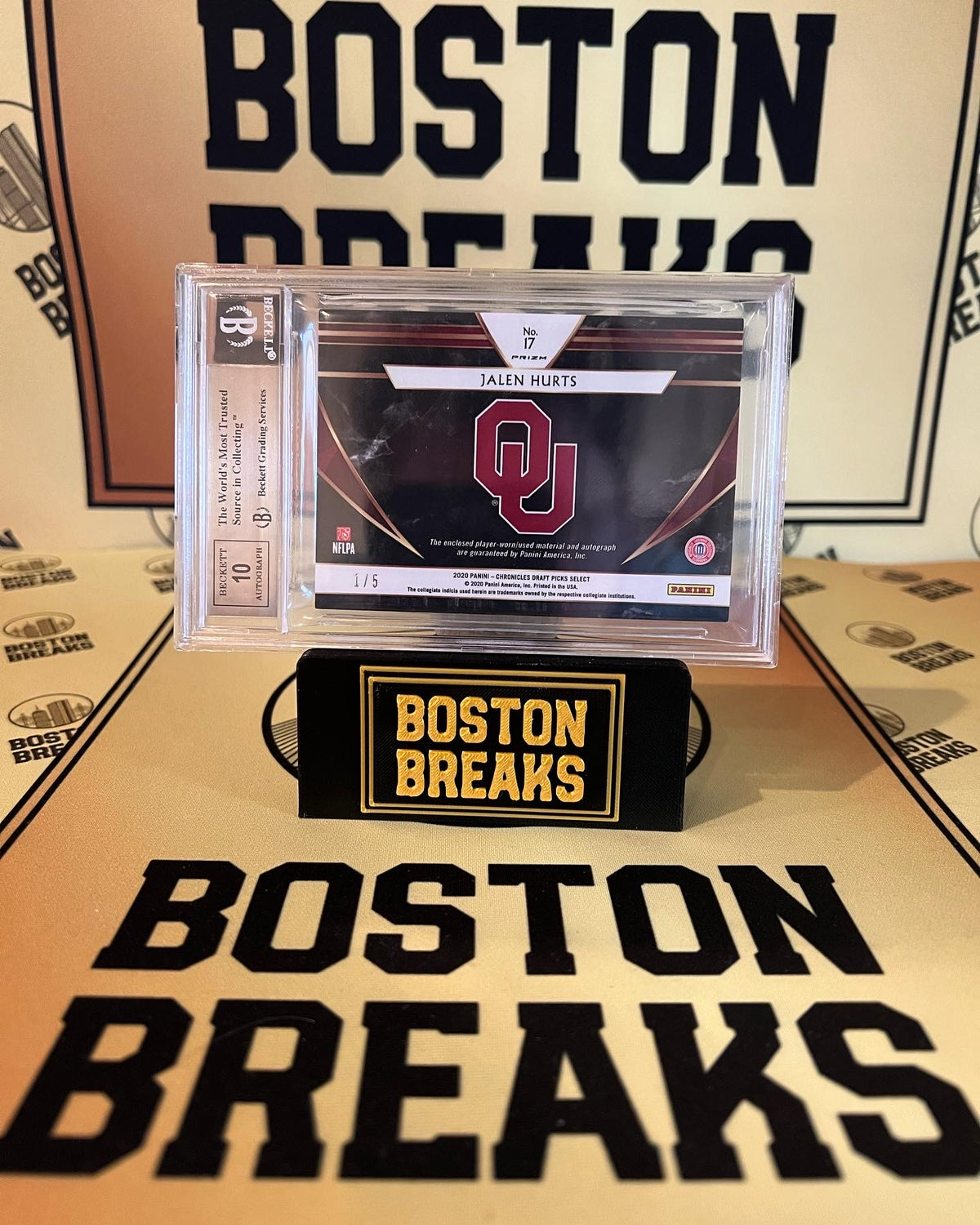 Jalen Hurts - Select Draft Picks BGS 9.5/10 RPA Peach Bowl Logo Number Match 1/5, photo 2 of 2